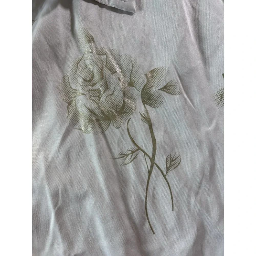 Western White Button Up‎ Shirt With Gold Roses Print Long Sleeve Cowboy Rodeo
